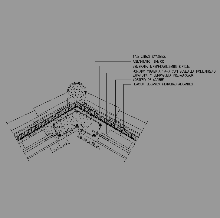 Bloque Autocad Detalle de Cumbrera de teja